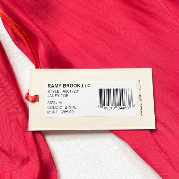 Ramy Brook Janey One Shoulder Top Bright Red Size Medium NEW NWT - Picture 6 of 9